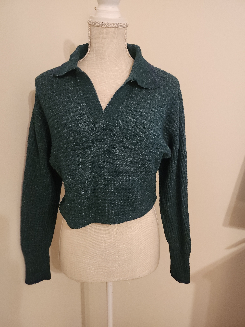 SO Women's Teal V-Neck Polo Sweater